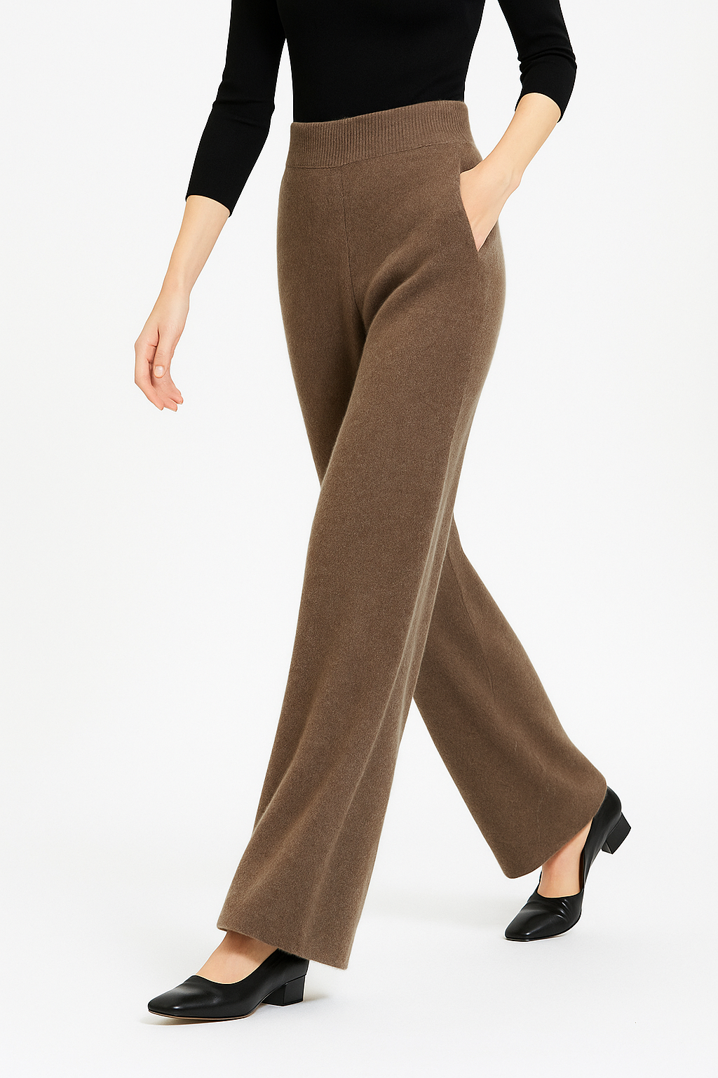 Women's Wide-Leg Sweatpants – High-Waist Cashmere Blend