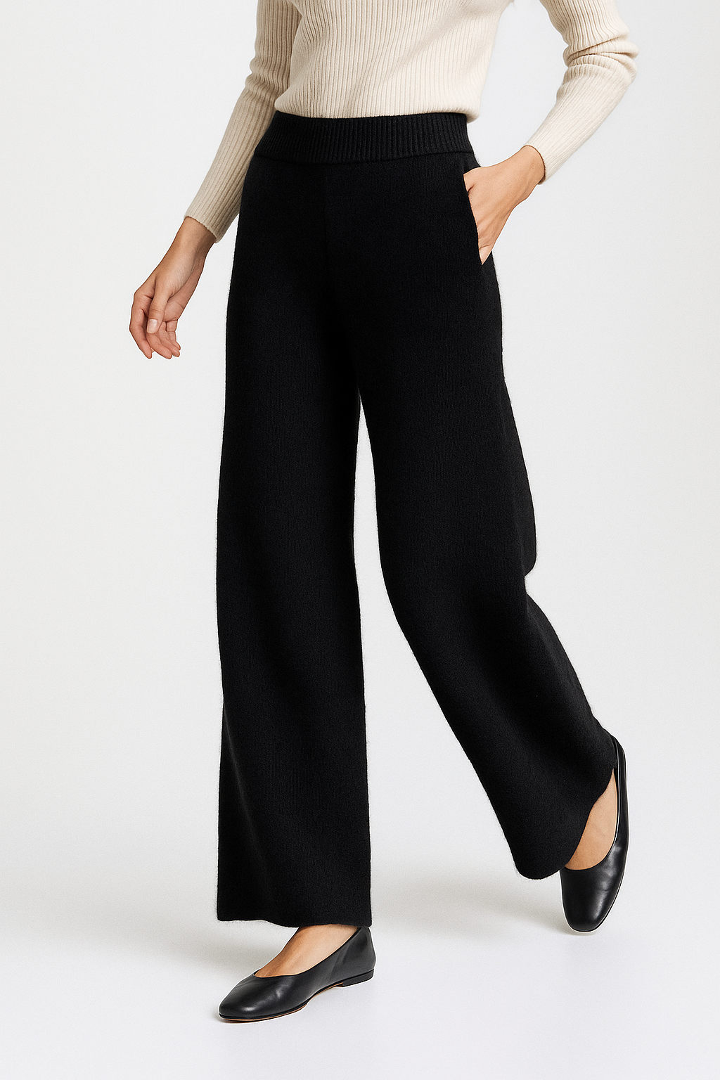 Women's Wide-Leg Sweatpants – High-Waist Cashmere Blend