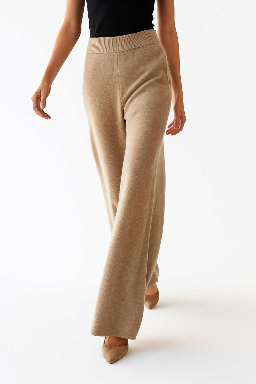 Women's Wide-Leg Sweatpants – High-Waist Cashmere Blend