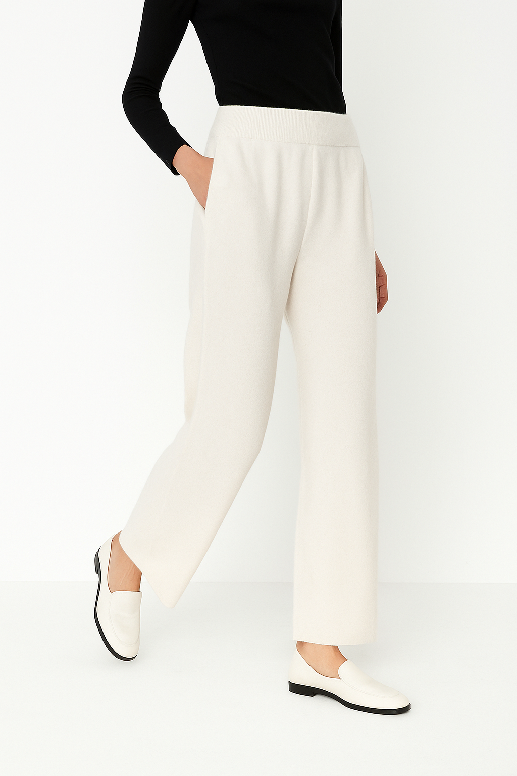 Women's Wide-Leg Sweatpants – High-Waist Cashmere Blend