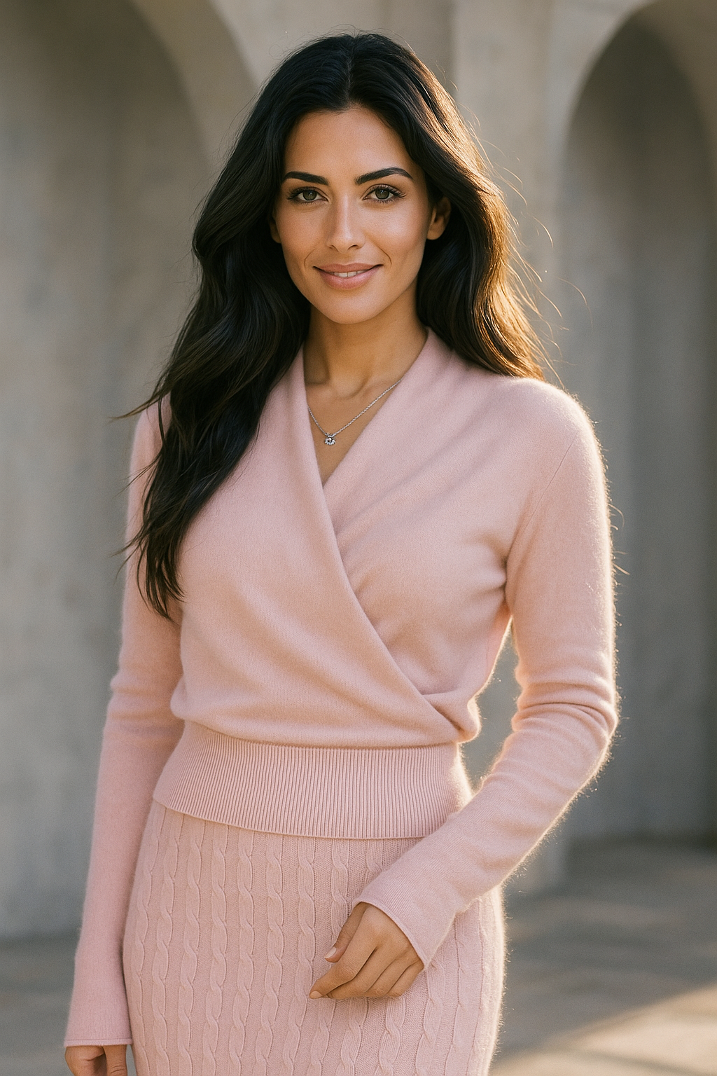 Women's Cashmere Sweater – Crossover Collar