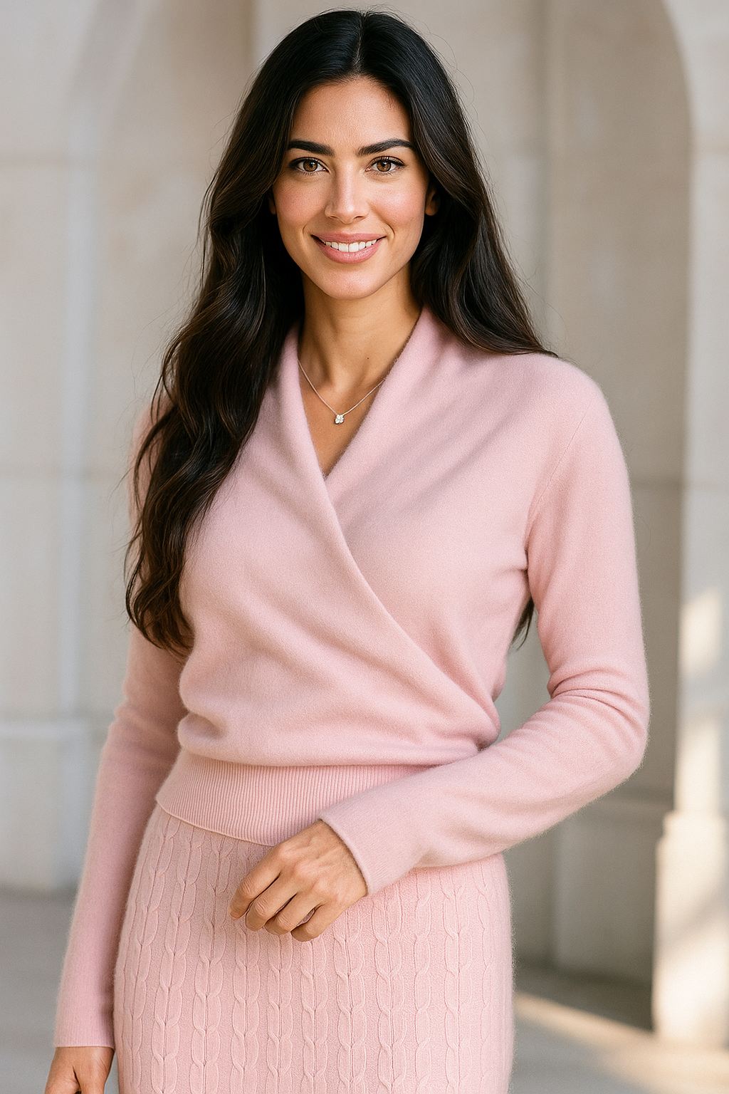 Women's Cashmere Sweater – Crossover Collar