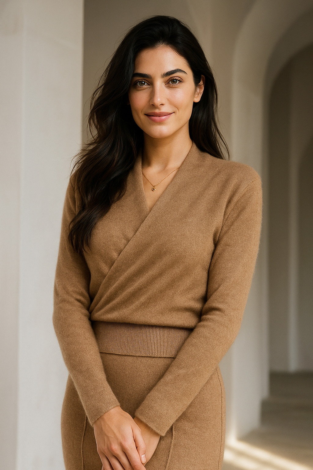 Women's Cashmere Sweater – Crossover Collar