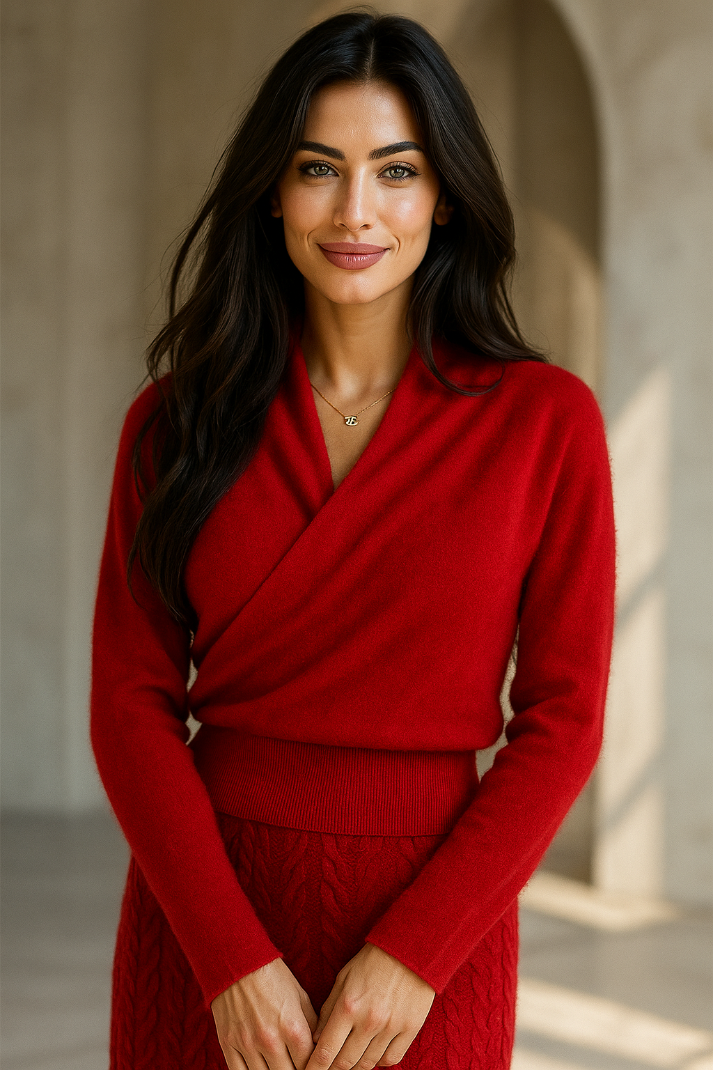 Women's Cashmere Sweater – Crossover Collar