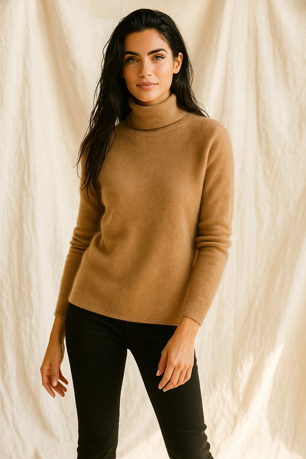 Women's Turtleneck Sweater – Slim Fine-Gauge Knit