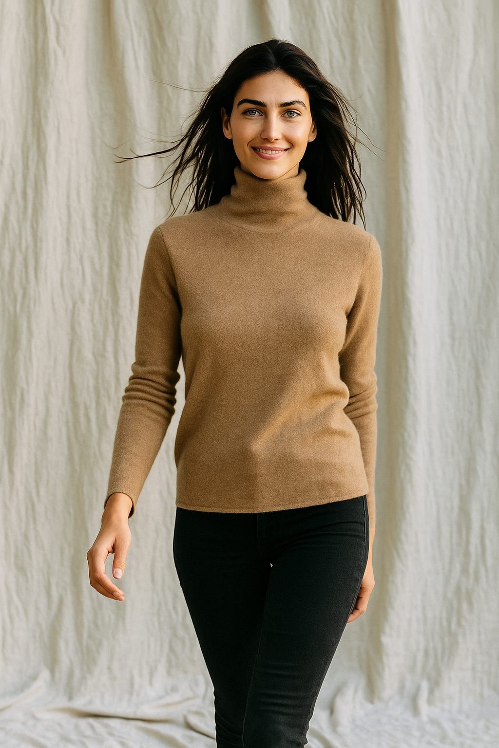 Women's Turtleneck Sweater – Slim Fine-Gauge Knit