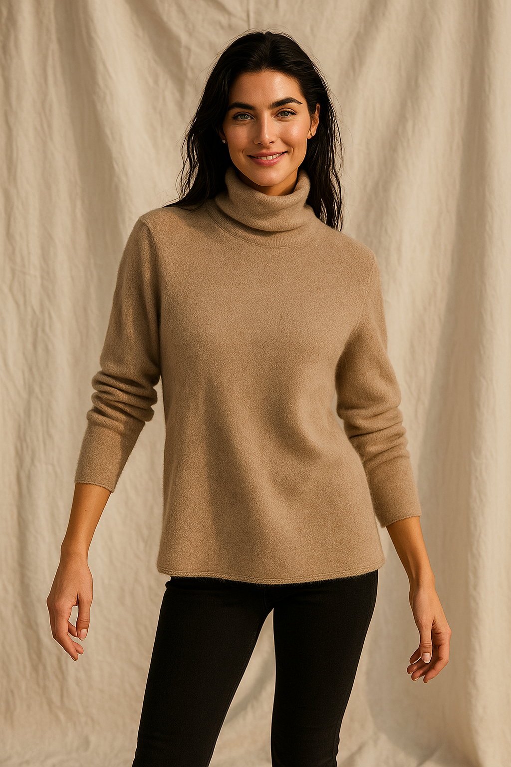 Women's Turtleneck Sweater – Slim Fine-Gauge Knit