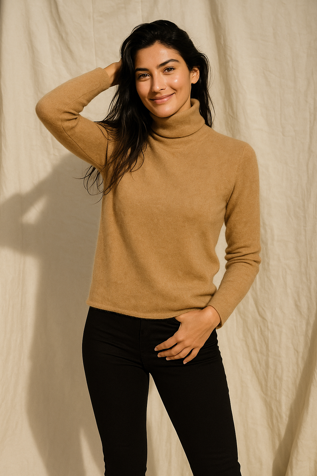 Women's Turtleneck Sweater – Slim Fine-Gauge Knit
