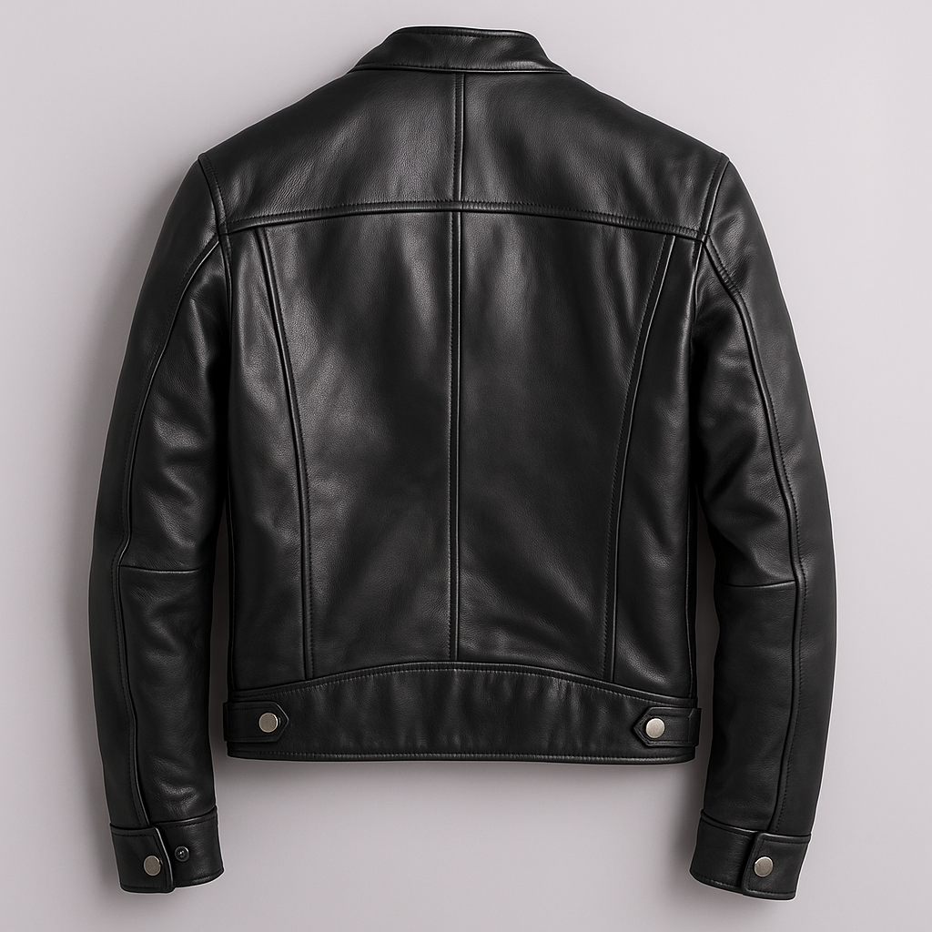 Men's Leather Jacket – Stand Collar Zip Front