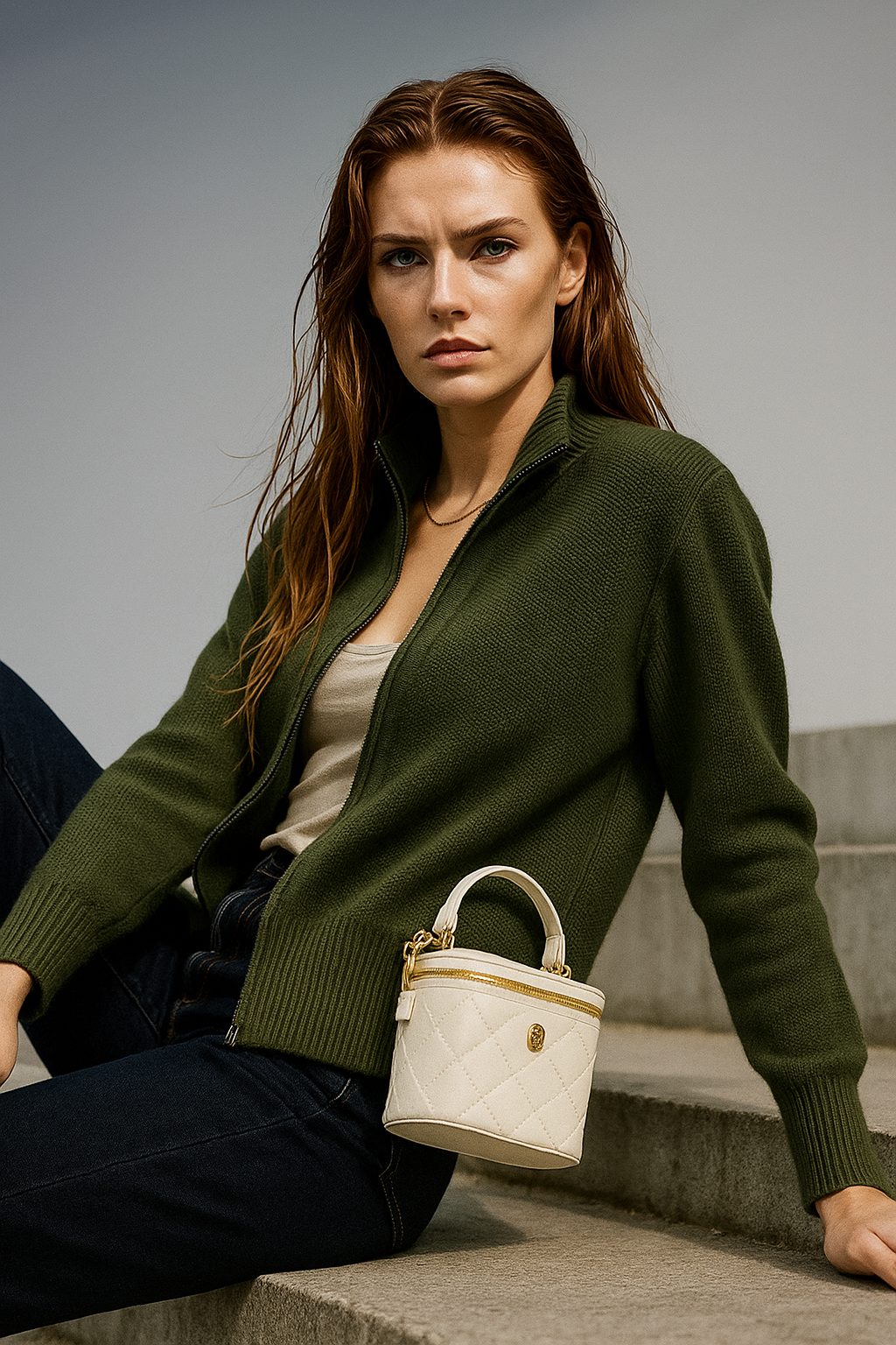 Women's Merino Zip Cardigan – Double-Zip Stand Collar