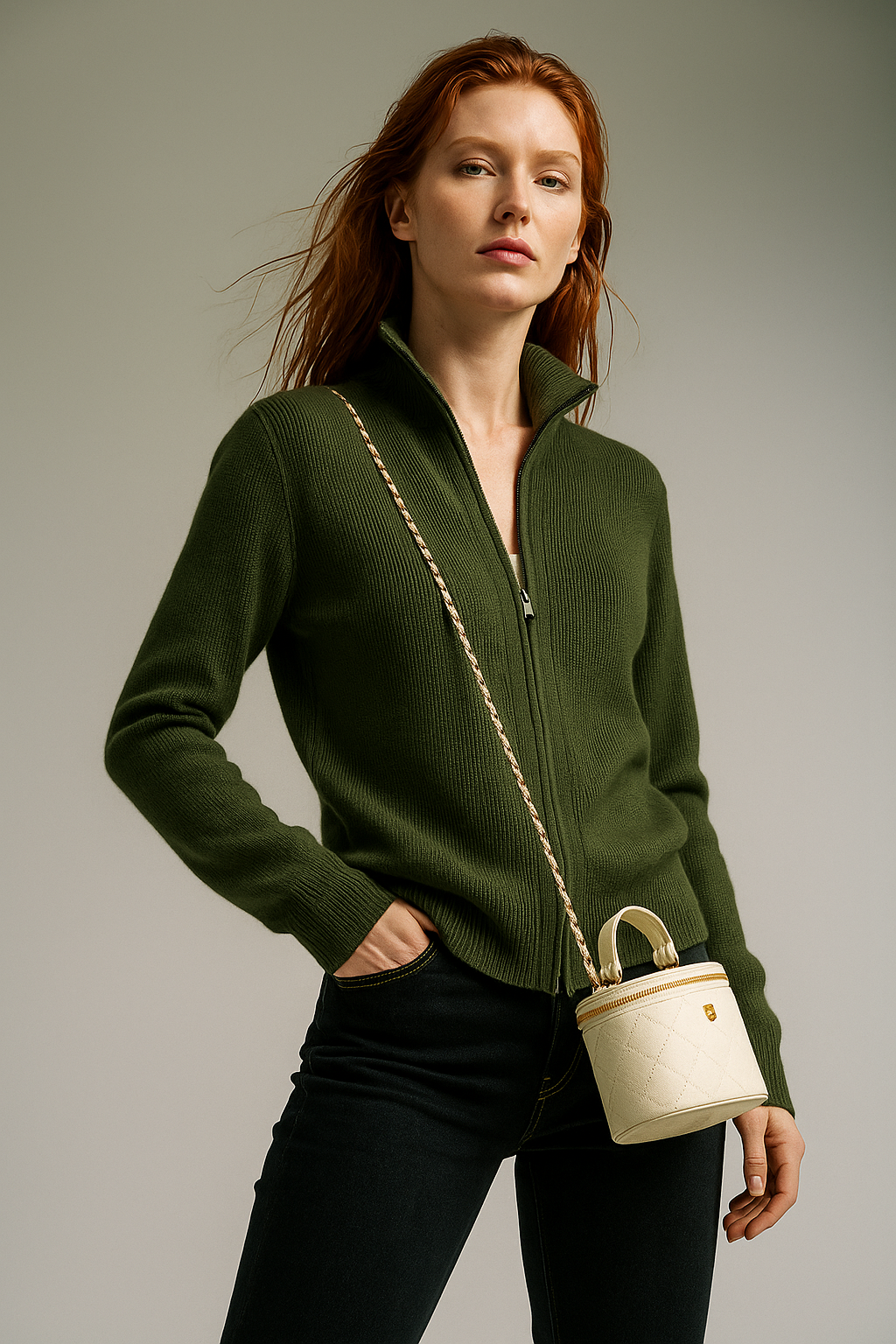 Women's Merino Zip Cardigan – Double-Zip Stand Collar