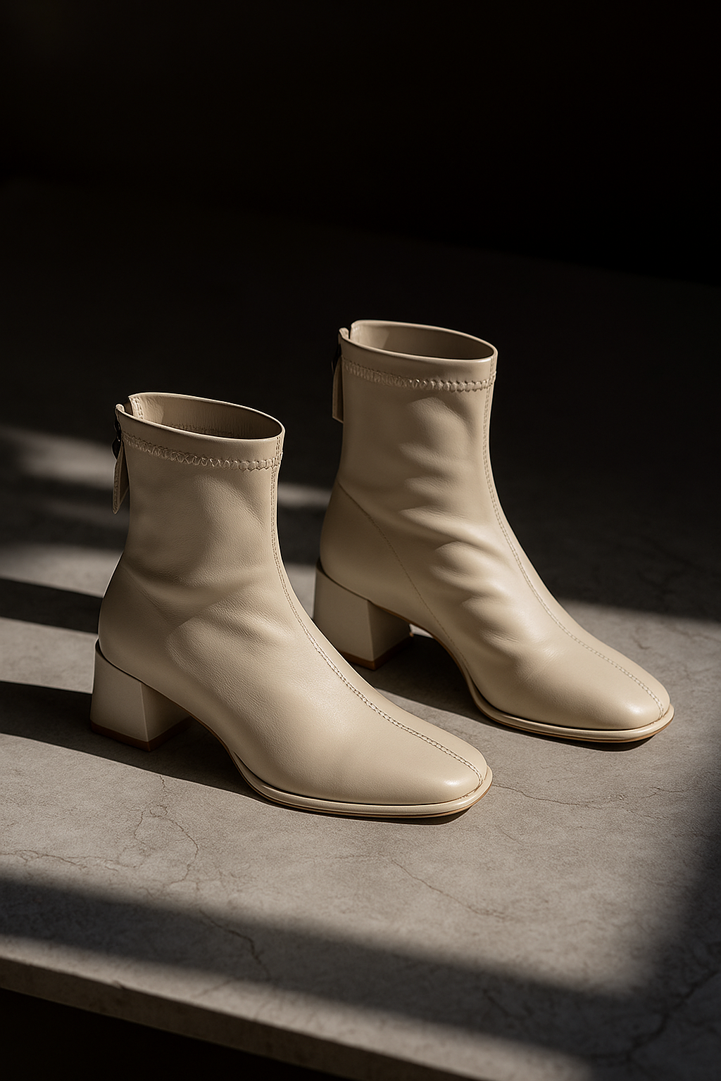 Women's Square-Toe Ankle Boot – Block Heel Back Zip