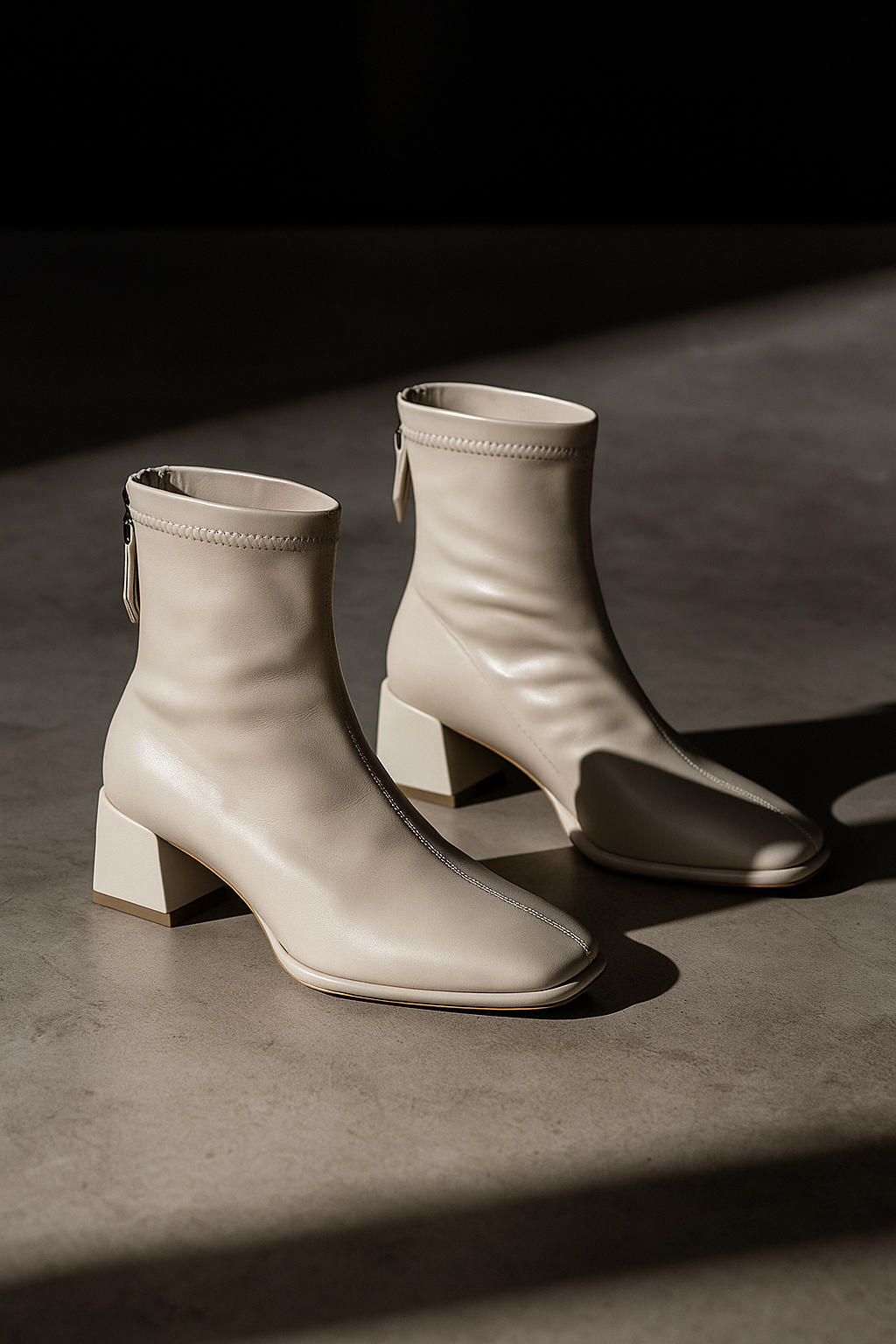 Women's Square-Toe Ankle Boot – Block Heel Back Zip