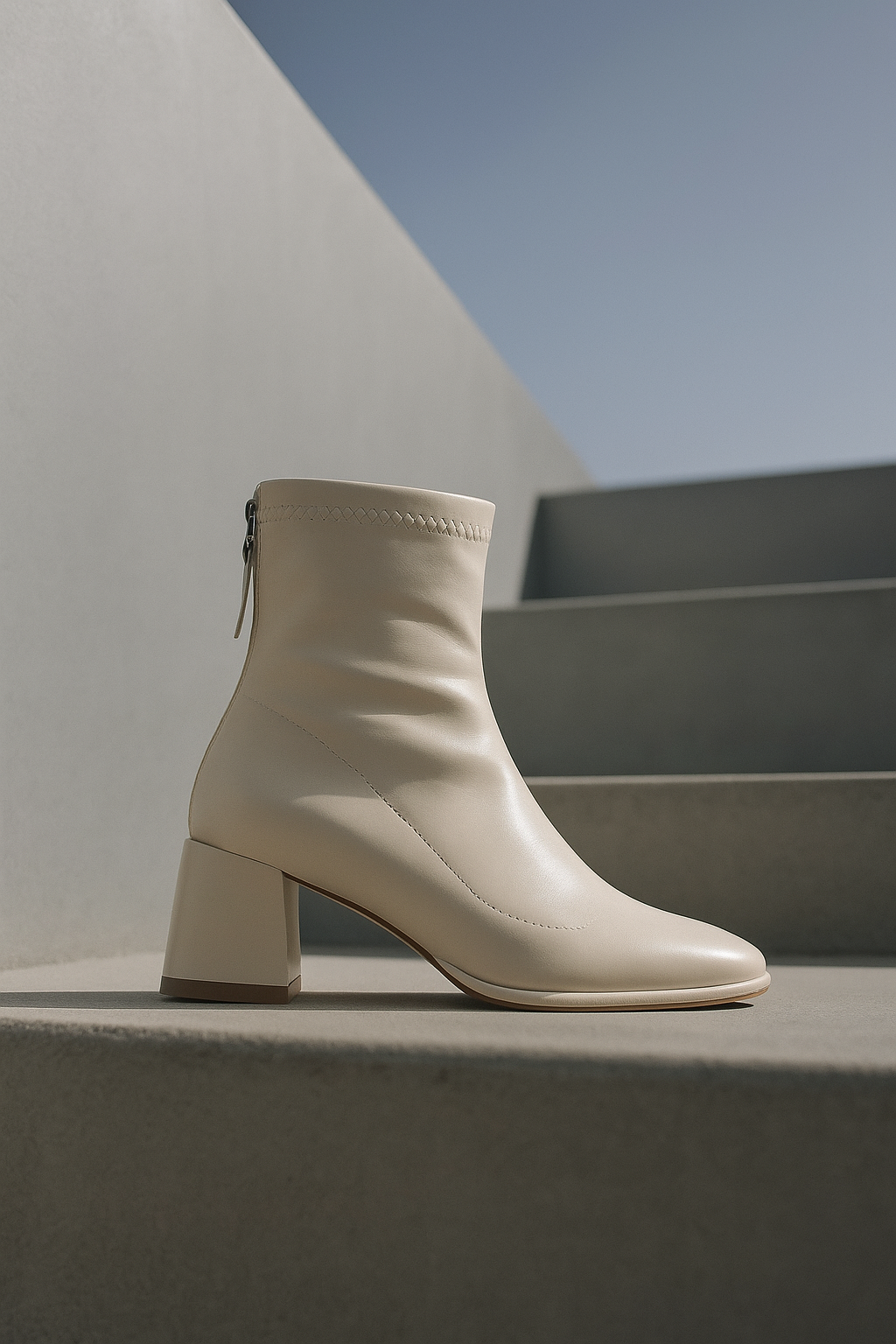 Women's Square-Toe Ankle Boot – Block Heel Back Zip