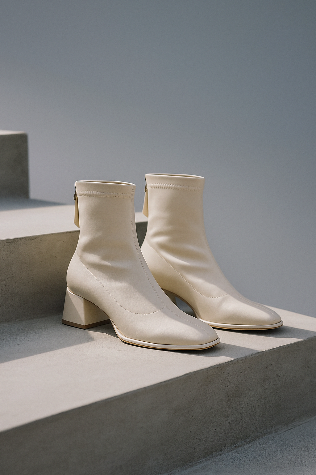 Women's Square-Toe Ankle Boot – Block Heel Back Zip