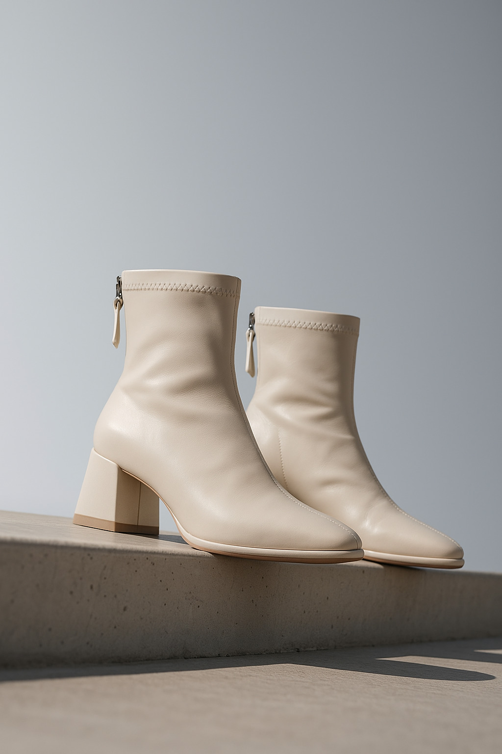 Women's Square-Toe Ankle Boot – Block Heel Back Zip