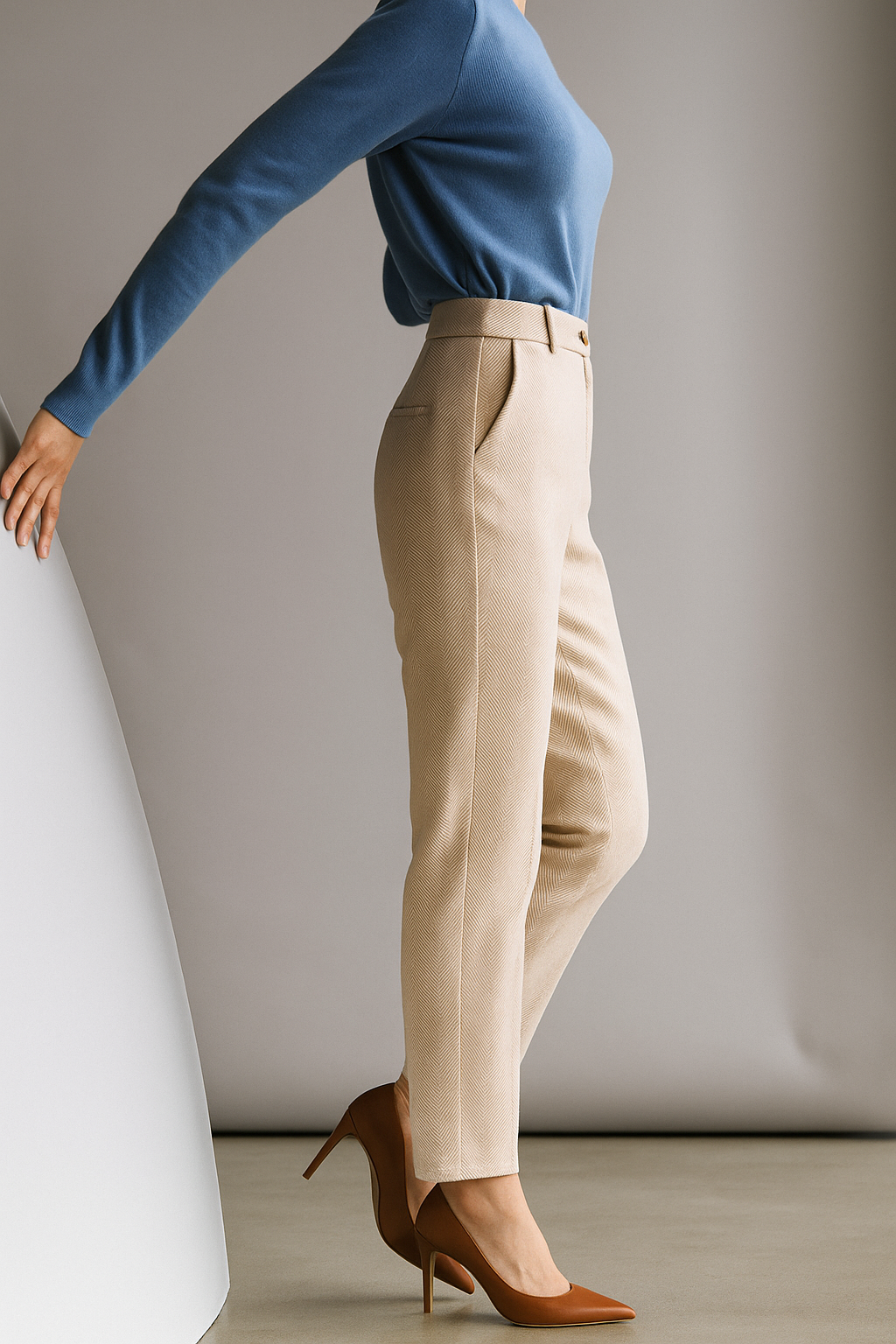 Women's Wool-Blend Tailored Pants – High-Rise Tapered Ankle