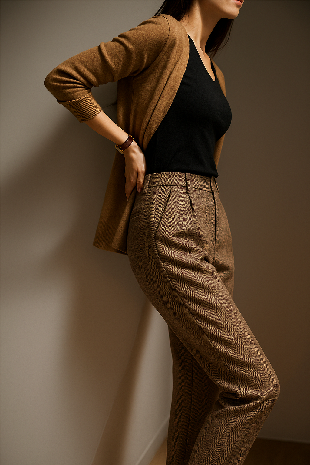 Women's Wool-Blend Tailored Pants – High-Rise Tapered Ankle