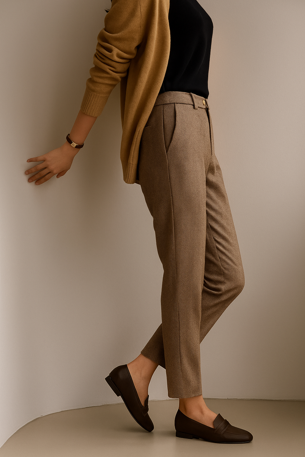 Women's Wool-Blend Tailored Pants – High-Rise Tapered Ankle