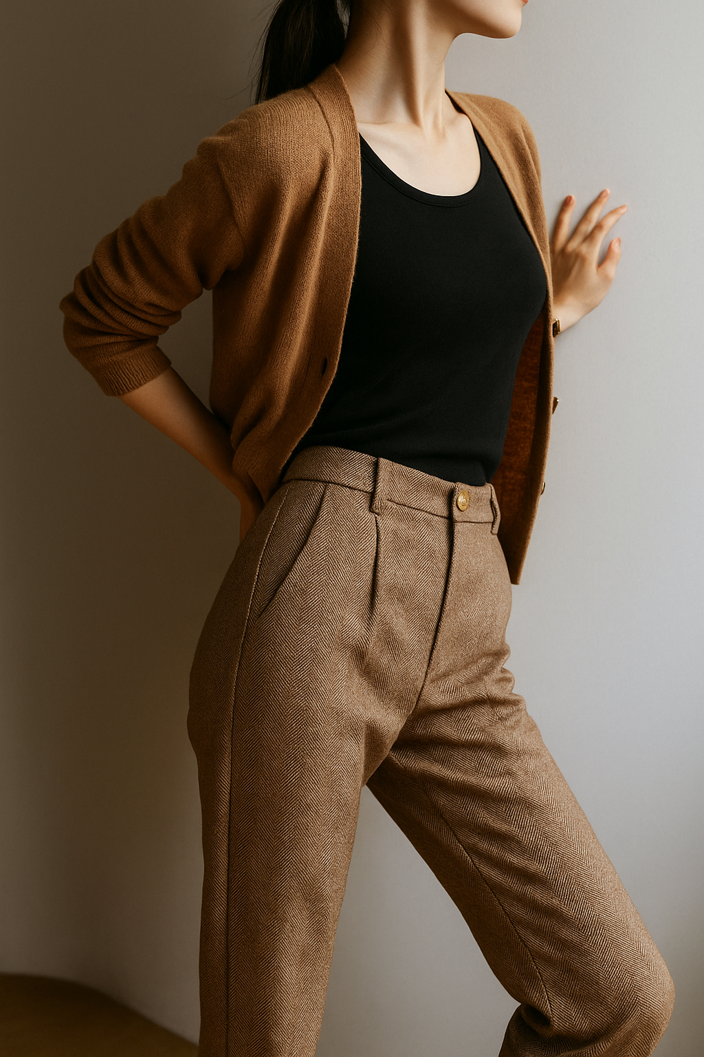 Women's Wool-Blend Tailored Pants – High-Rise Tapered Ankle