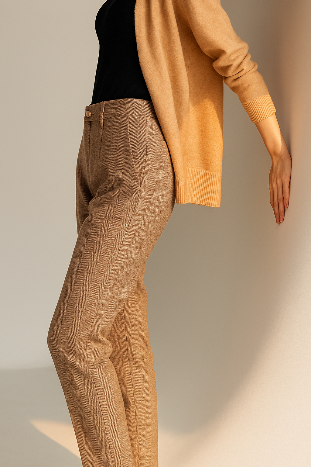 Women's Wool-Blend Tailored Pants – High-Rise Tapered Ankle
