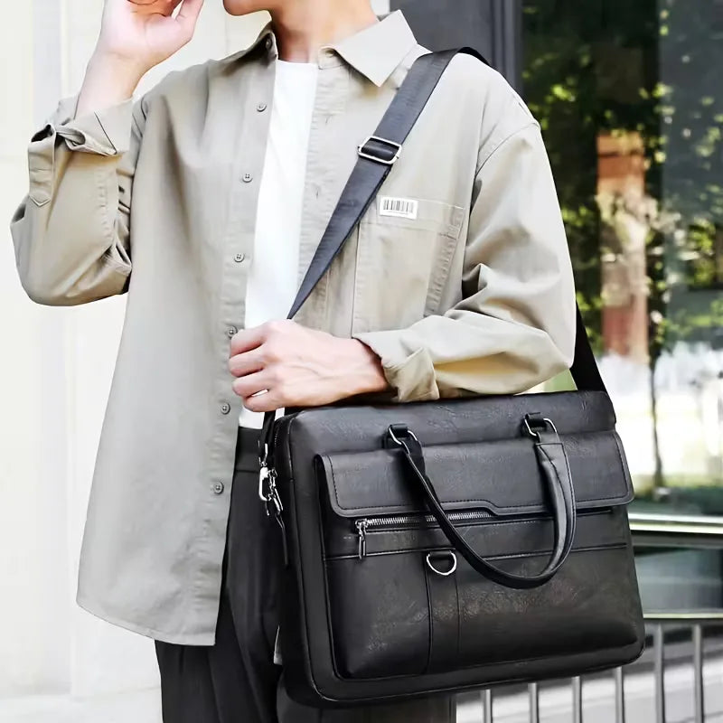 Men's Leather Laptop Bag – Structured 15-Inch Carry
