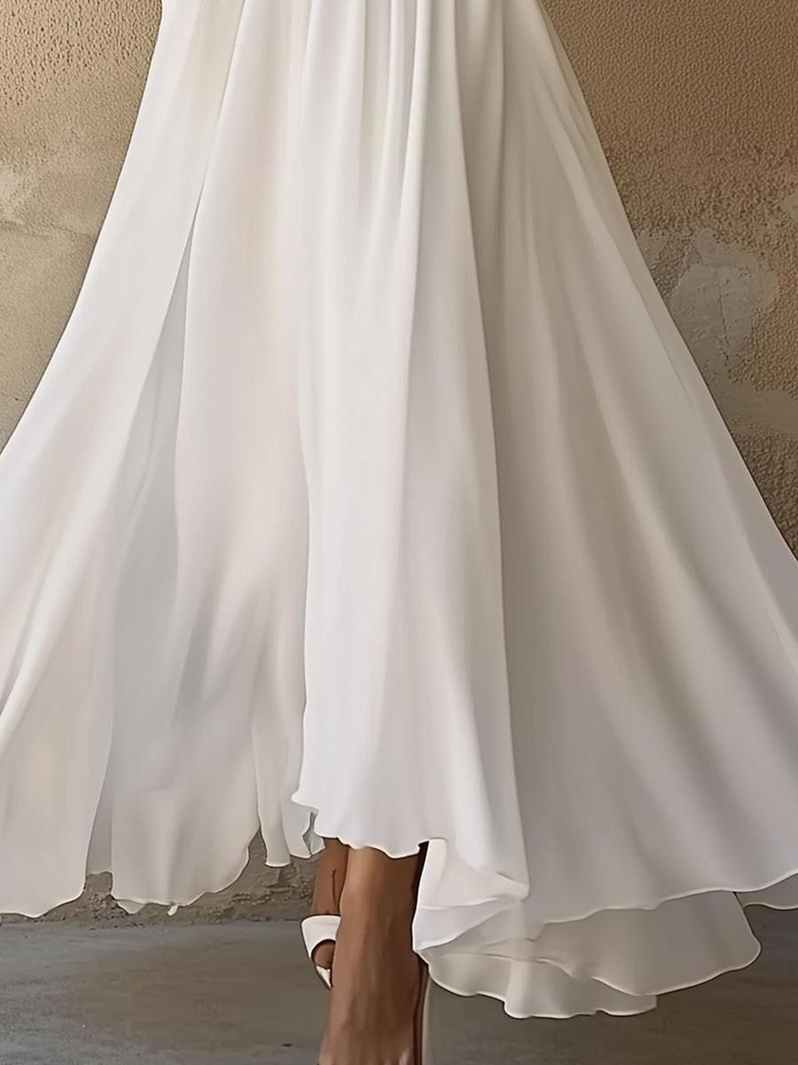 Women's Long Sleeve Maxi Dress – V-Neck Defined Waist