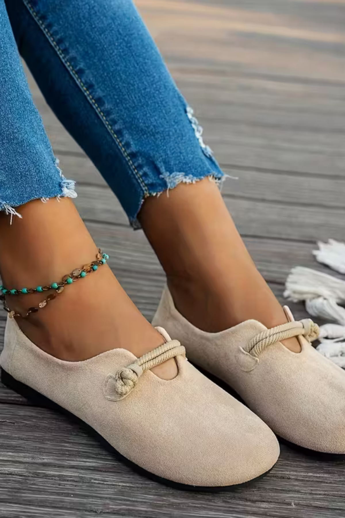 Women's Suede Slip-On Loafer – Flat Low-Cut Sole