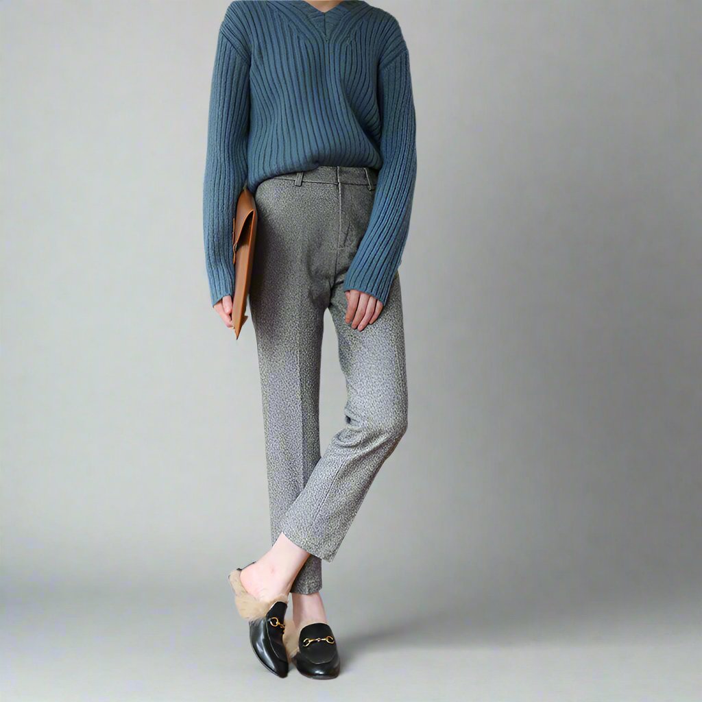 Women's Wool-Blend Pants – High-Waist Straight Leg