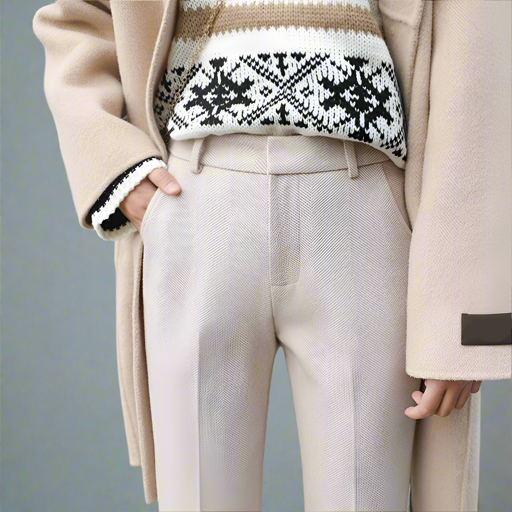 Women's Wool-Blend Pants – High-Waist Straight Leg