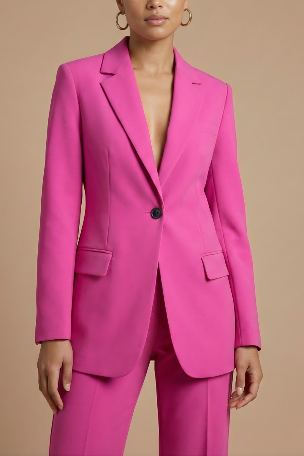 Women's Two-Piece Suit – Single-Button Blazer and Wide Pants