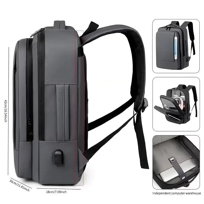 Men's Structured Backpack – USB Port Laptop Sleeve