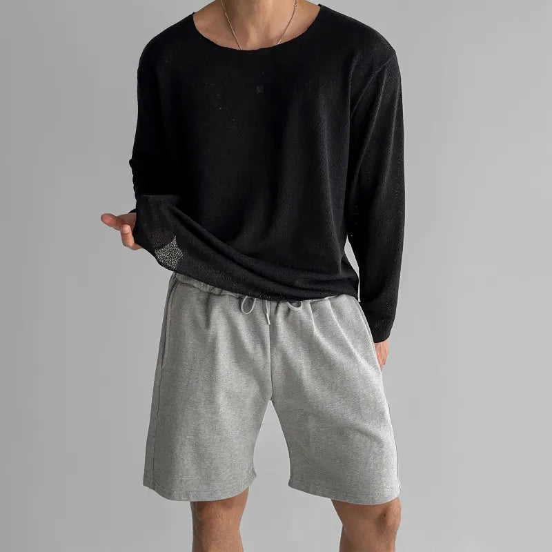 Men's Long Sleeve T-Shirt – Fine Knit Straight Fit
