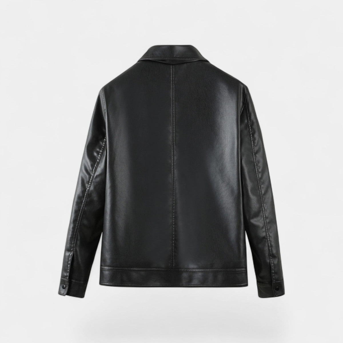 Men's Vegan Leather Jacket – Stand Collar Structured Fit