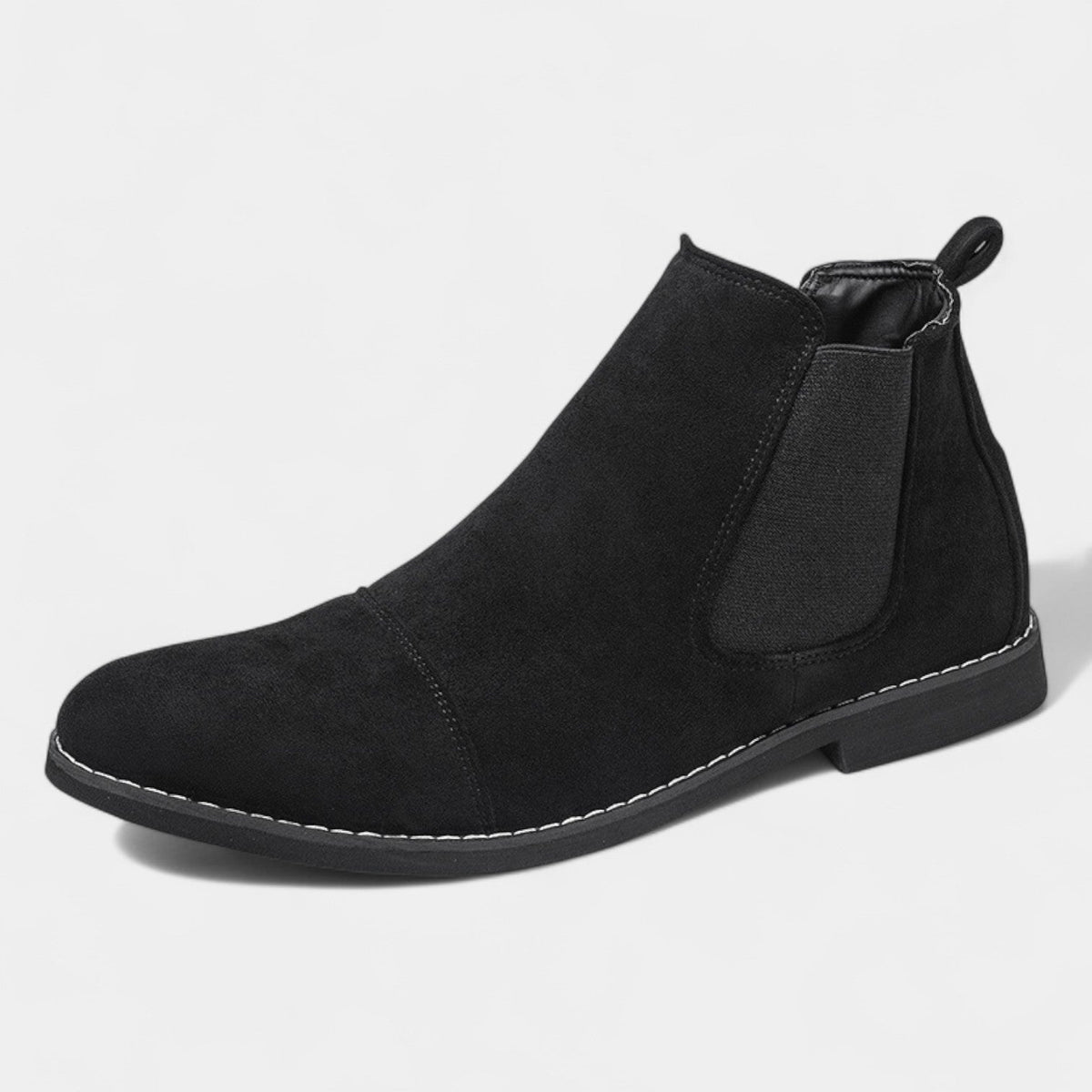 Men's Suede Chelsea Boots – Almond Toe Profile