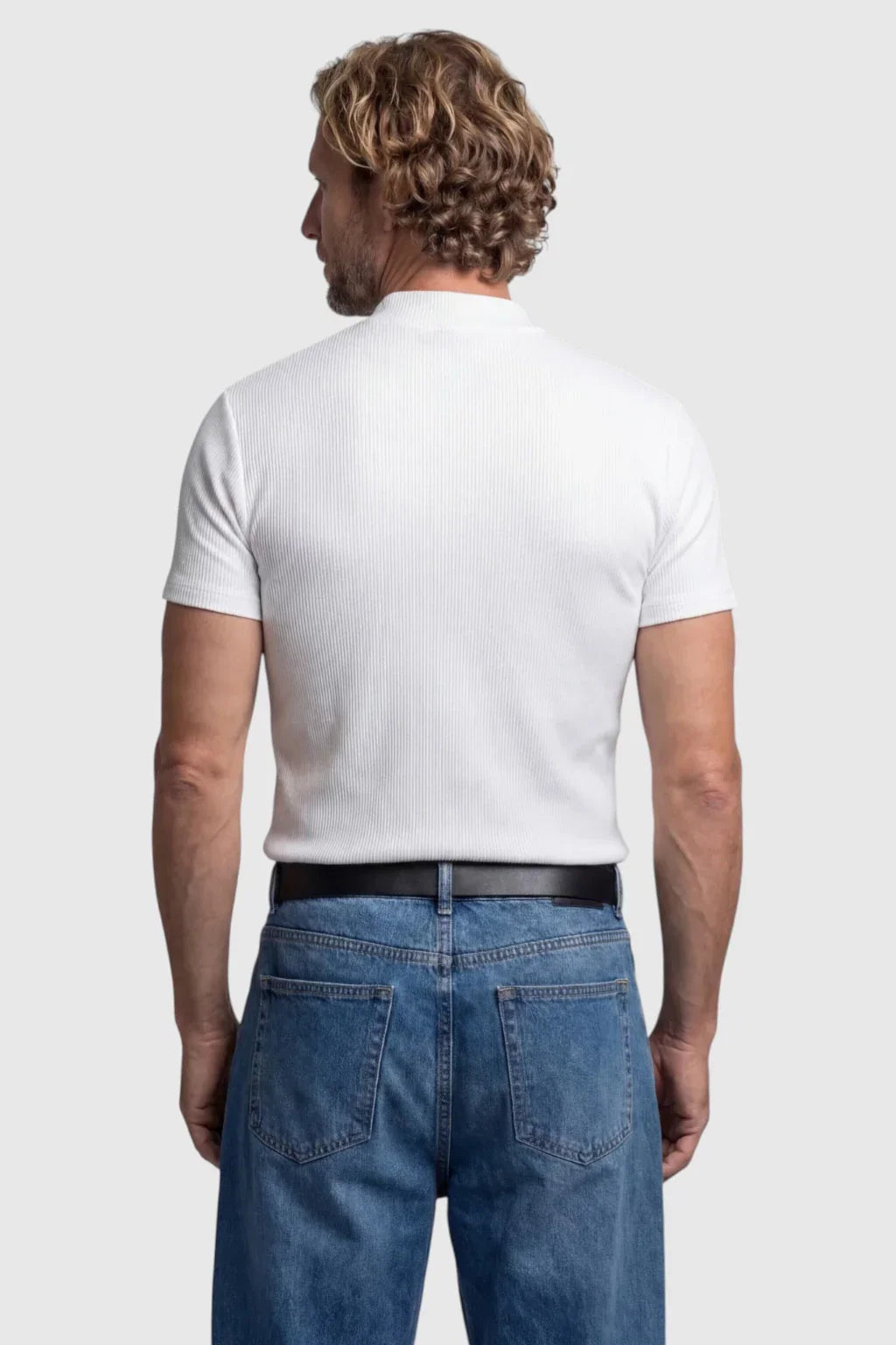 Men's Slim-Fit Stretch T-Shirt – Ribbed Crew Neck