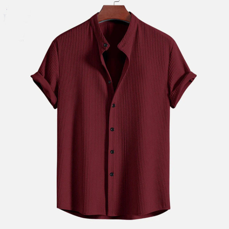 Men's Short Sleeve Button-Up Shirt – Relaxed Straight Hem