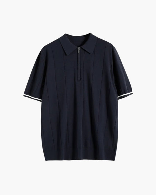 Men's Knit Polo – Striped Zip Placket