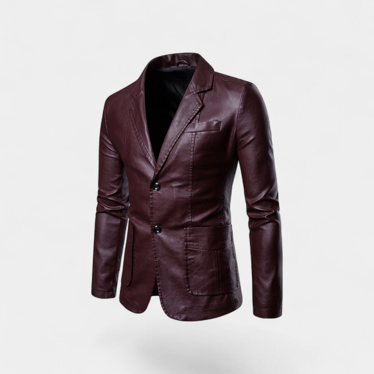 Men's Leather-Look Blazer – Slim Notch Lapel