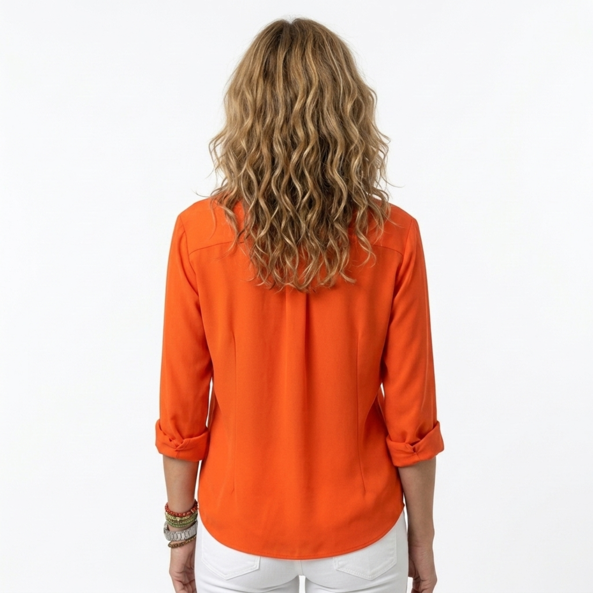 Women's Fluid V-Neck Shirt – Buttoned Long Sleeves