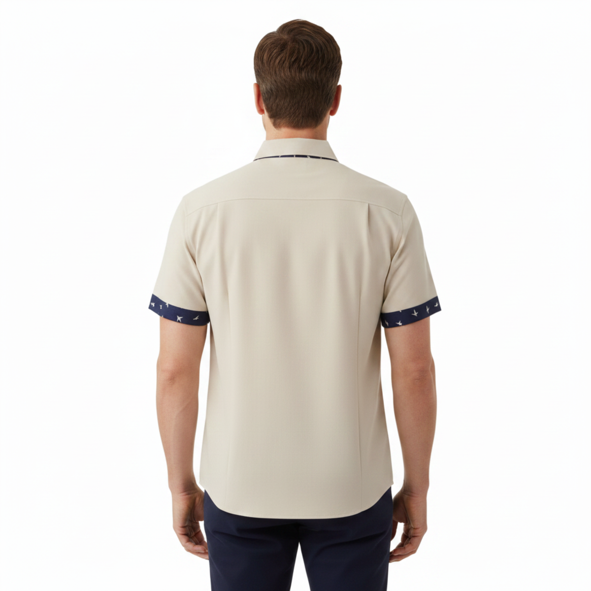 Men's Short-Sleeve Shirt – Contrast Printed Trim
