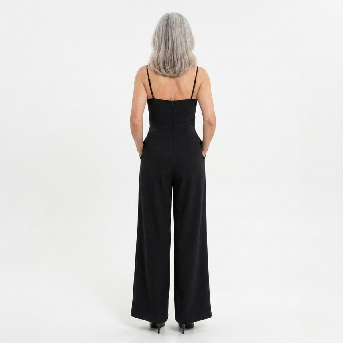Women's Wide-Leg Jumpsuit – Sweetheart Neck High Waist