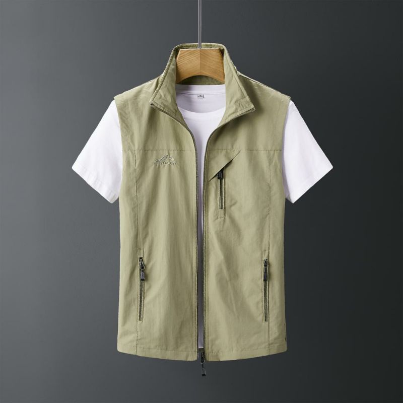 Men's Lightweight Outdoor Vest – Full-Zip Stand Collar