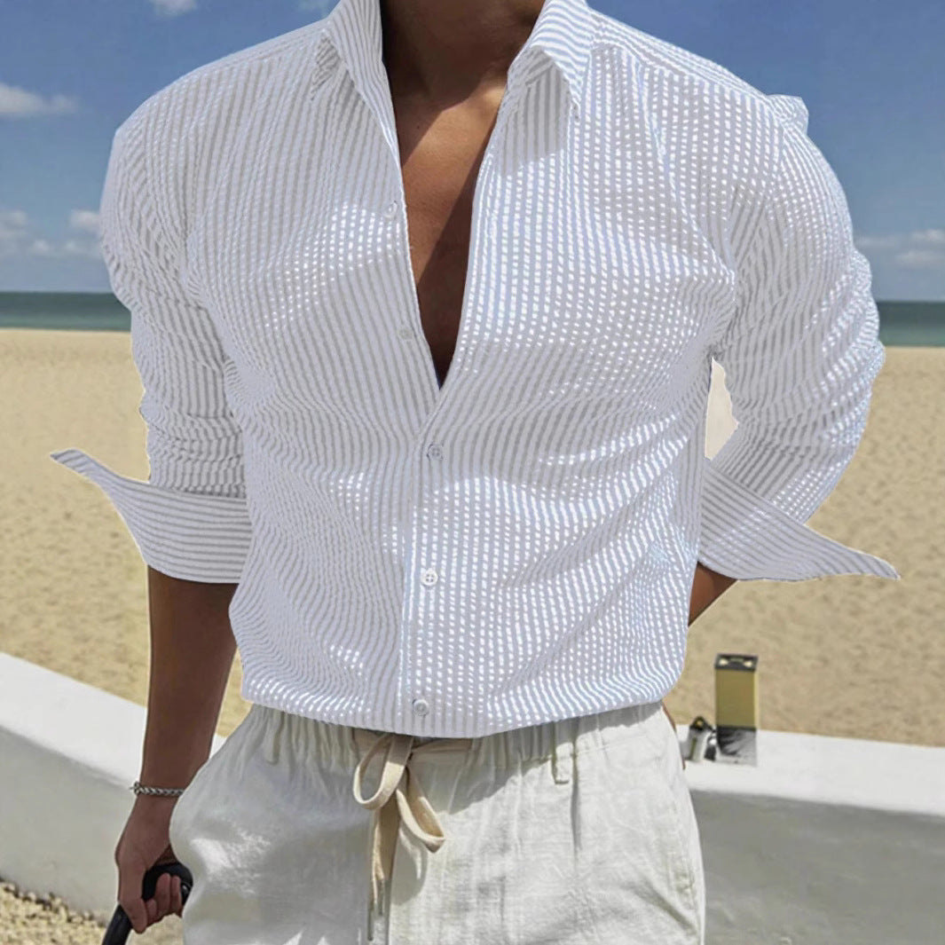 Men's Striped Dress Shirt – Slim Vertical Stripe