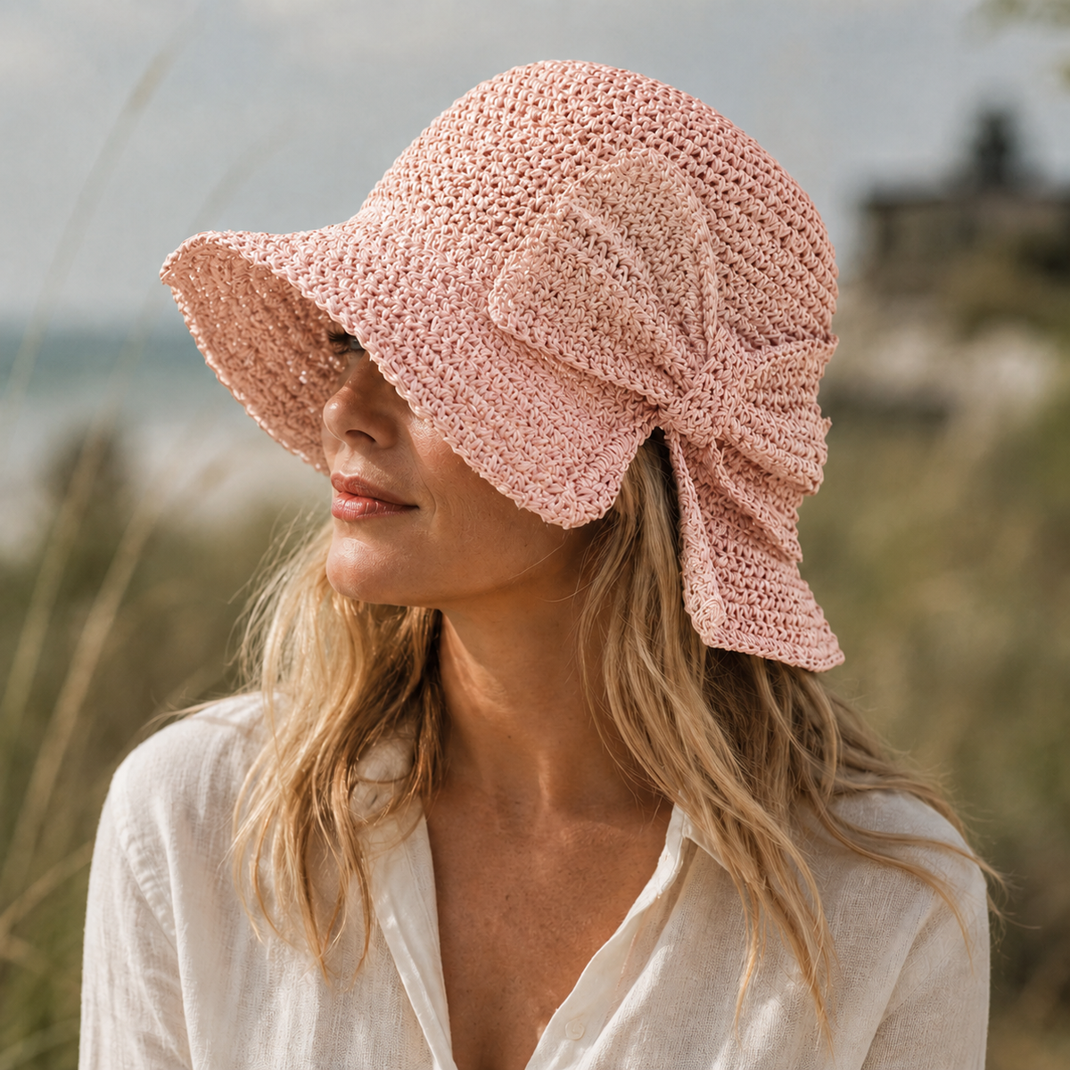 Women's Woven Sun Hat – Short Brim, Side Bow