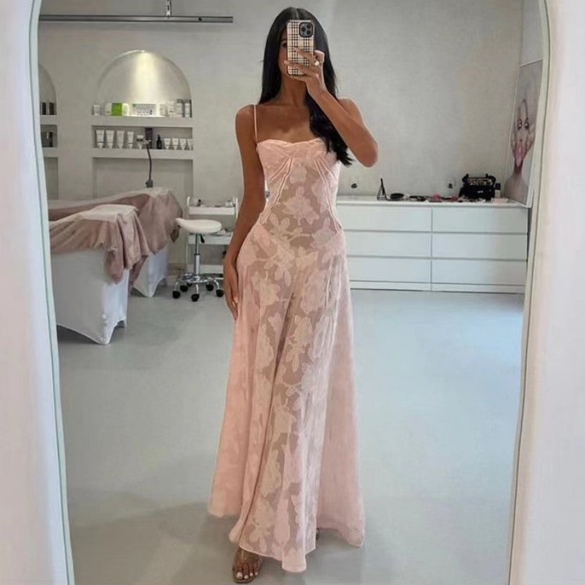 Women's Lace Maxi Dress – Sweetheart Neck Slip-Lined