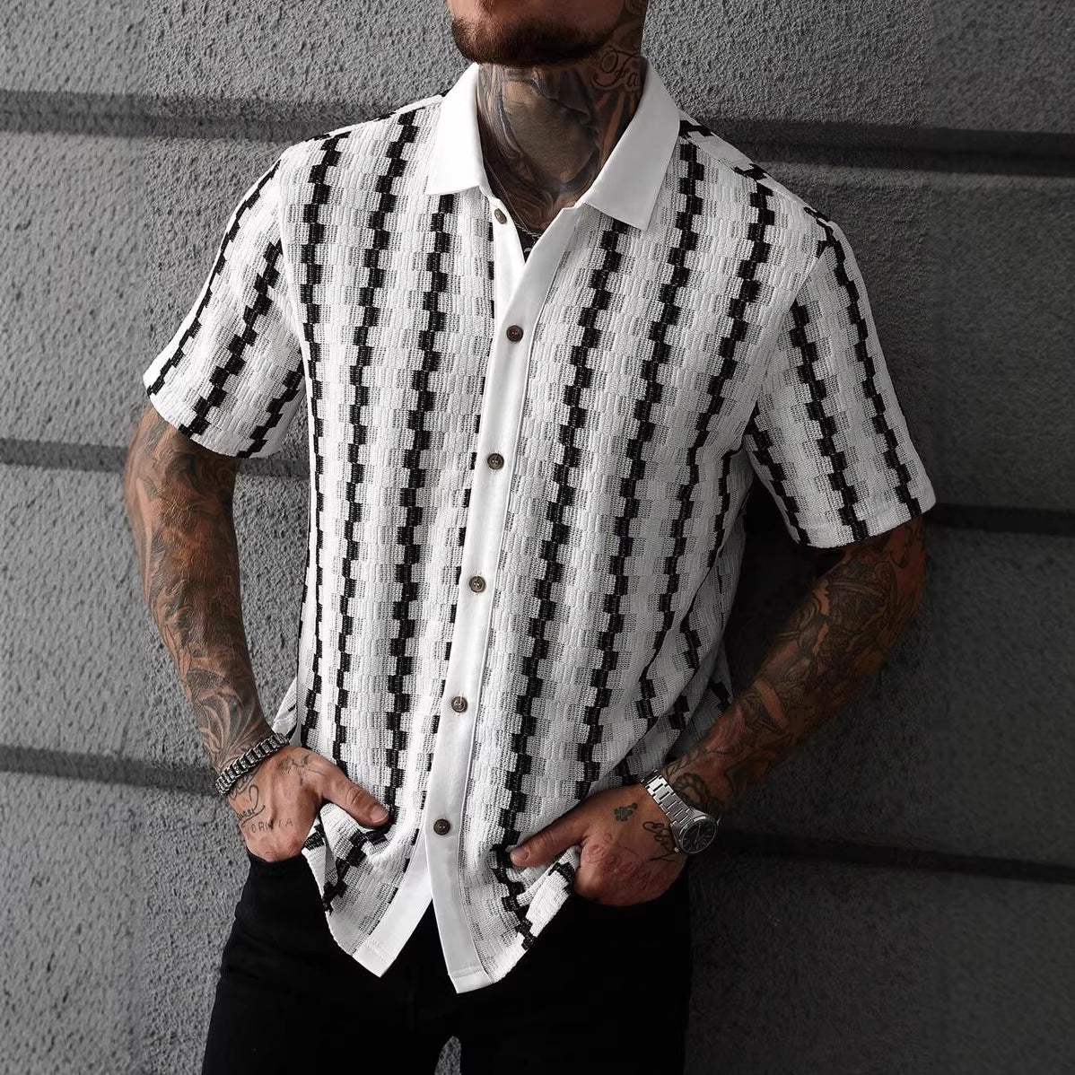 Men's Button-Front Shirt – Relaxed Straight-Hem Fit