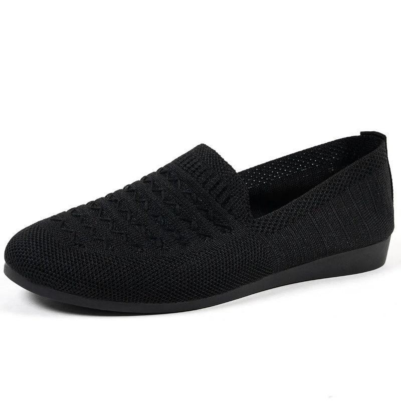 Women's Knit Slip-On Loafers – Round Toe Flat Sole