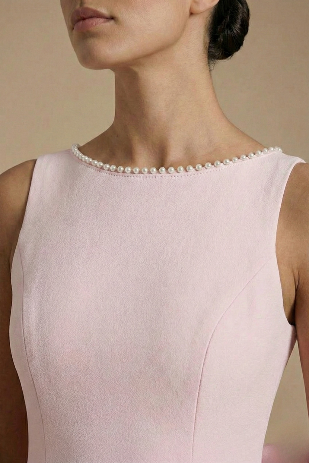 Women's Pearl Trim Mini Dress – Bow Back A-Line