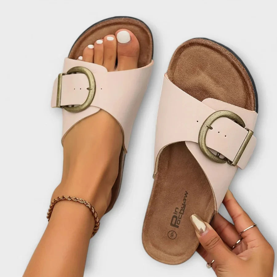 Women's Slip-On Flat Sandals – Cushioned Open Toe